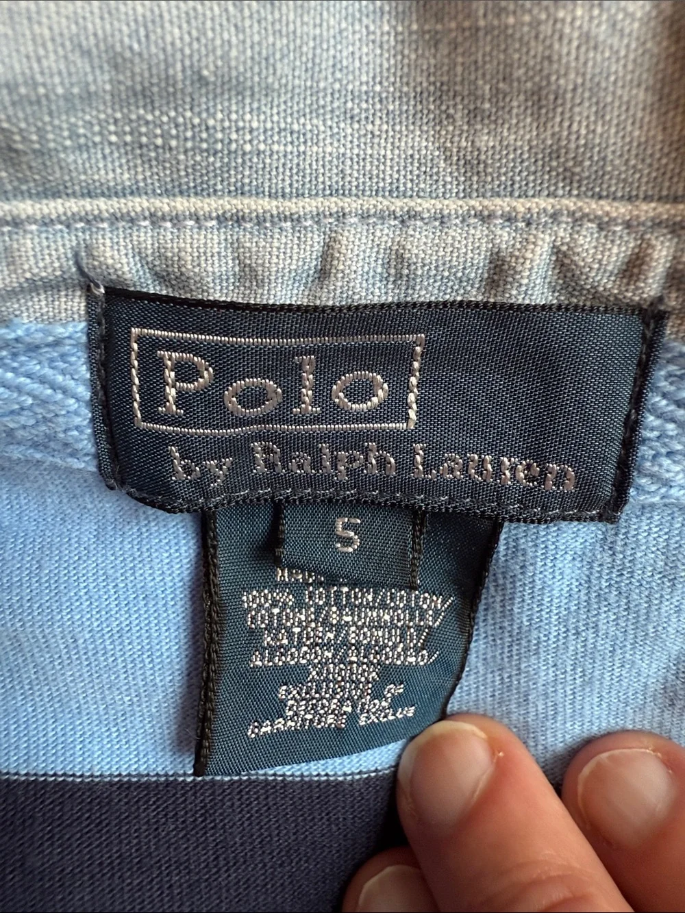 🐎 Ralph Lauren Boys Rugby Polo in Light Blue and Navy Stripes 5